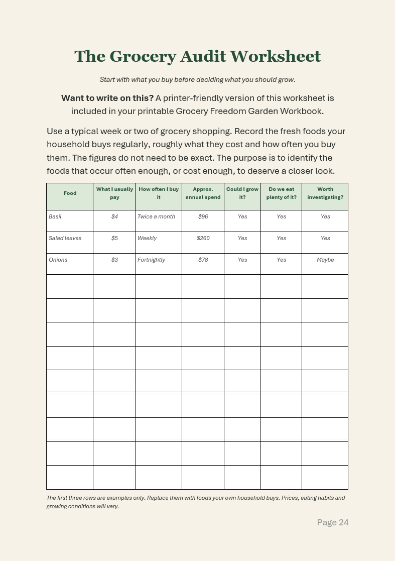 Grocery Audit Worksheet